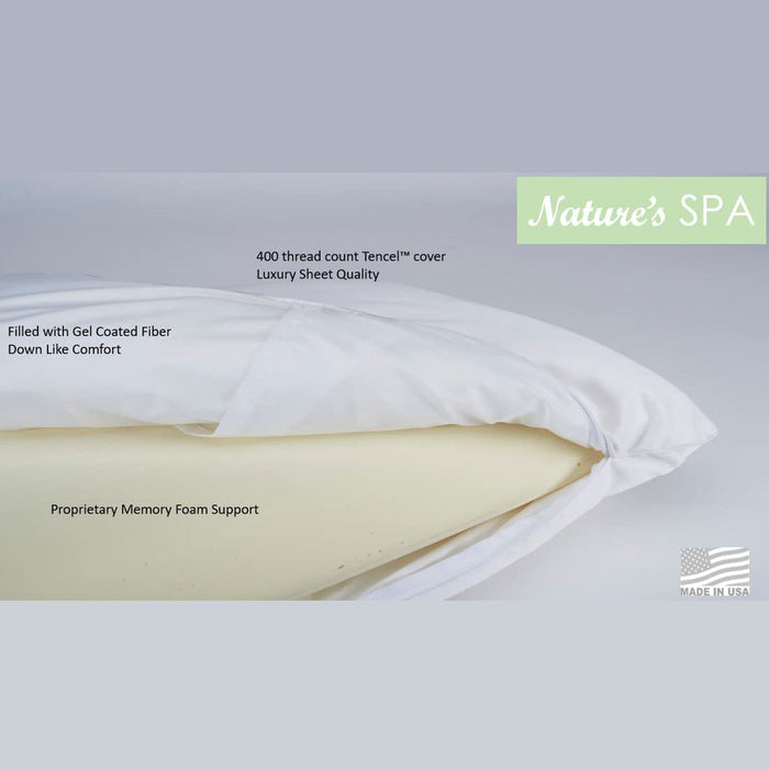 I Love Pillow Nature's Spa Queen Sized Pillow, Gel Down Alternative & Memory Foam T13-LO751DS