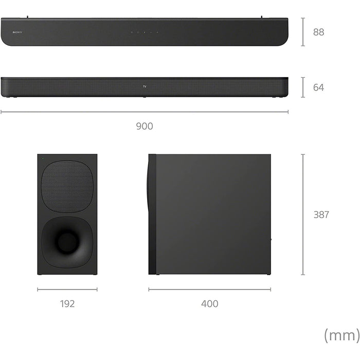 Sony HTS400 2.1ch Soundbar with Powerful Wireless Subwoofer, 2022 Model