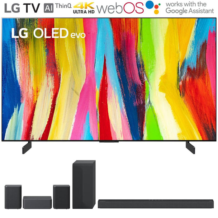 LG OLED65C2PUA 65" HDR 4K Smart OLED TV 2022 + LG S65Q Soundbar + Rear Speaker Kit