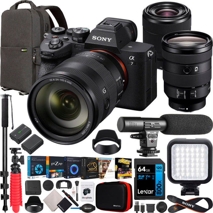 Sony a7 IV Full Frame Mirrorless Camera + 24-105mm F4 G + 28-70mm 2 Lens Kit Bundle