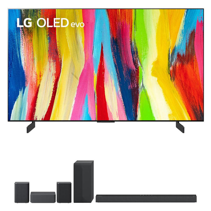LG 48" HDR 4K Smart OLED Evo TV 2022 + LG S65Q Soundbar + Rear Speaker Kit