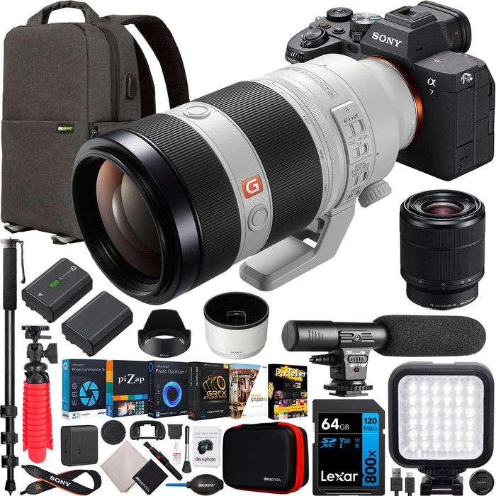 Sony a7 IV Full Frame Mirrorless Camera + 100-400mm F4.5-5.6 GM + 28-70mm 2 Lens Kit