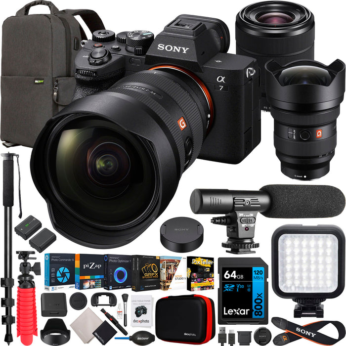 Sony a7 IV Full Frame Mirrorless Camera + FE 12-24mm F2.8 GM + 28-70mm 2 Lens Bundle