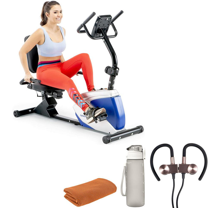 Marcy Magnetic Recumbent Exercise Bike w/ 8 Resistance Levels + Wireless Sport Earbuds