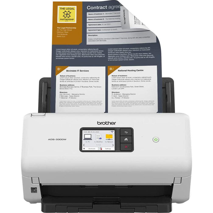 Brother High Speed ??Cordless Desktop Document Scanner in White - ADS3300W
