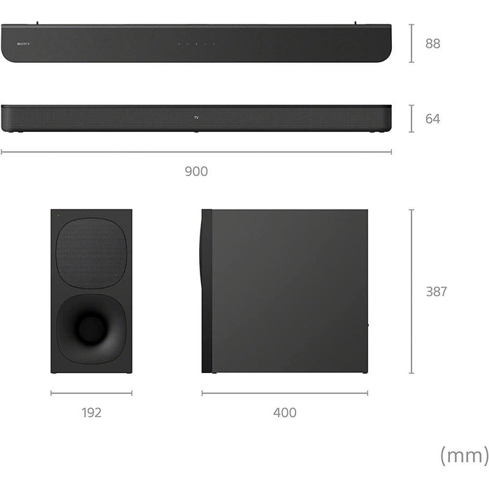 Sony HTS400 2.1ch Soundbar, Powerful Wireless Subwoofer 2022 + 1 Year Protection Pack