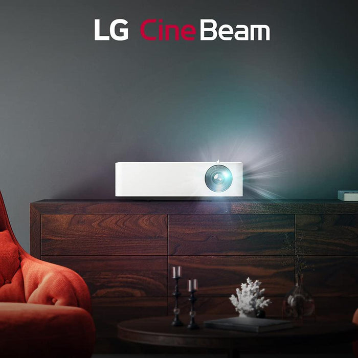 LG LED Smart Home Theater CineBeam Projector, 120-inch/1080p - White, Open Box