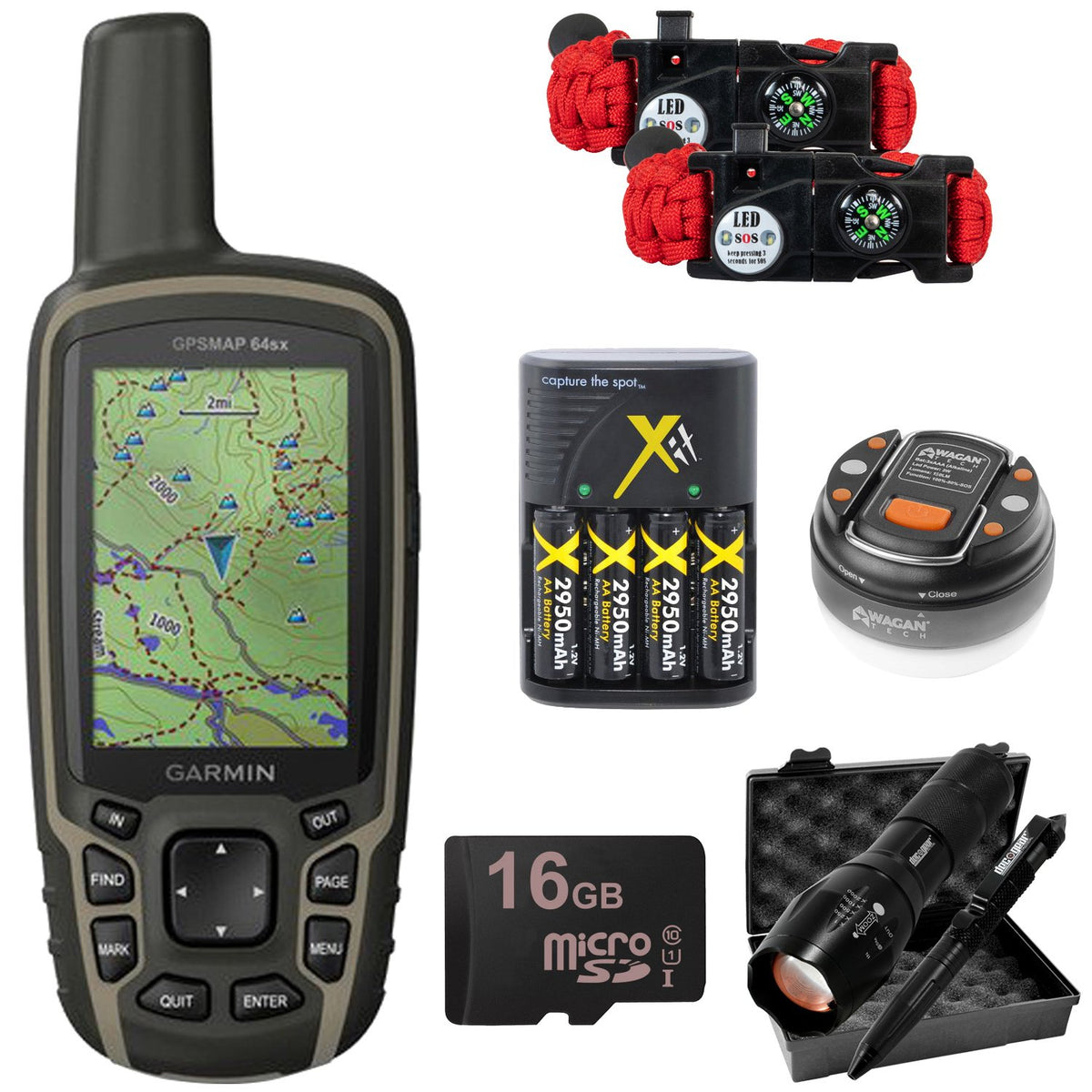 Garmin GPSMAP 64sx Handheld with 16GB Hiking Bundle - (0 Beach Camera