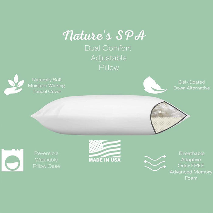 I Love Pillow Nature's Spa Queen Sized Pillow Gel Down Alternative & Foam 2 Pack