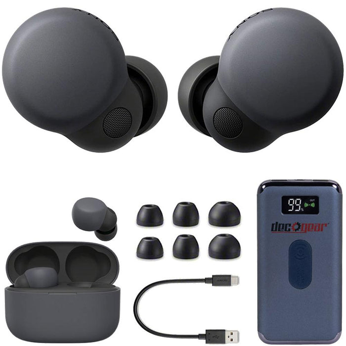 Sony LinkBuds S Truly Wireless Earbuds, Black WFLS900N/B with Deco Gear Battery Bank