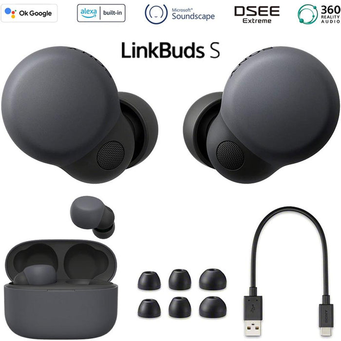 Sony LinkBuds S Truly Wireless Earbuds, Black WFLS900N/B with Deco Gear Battery Bank