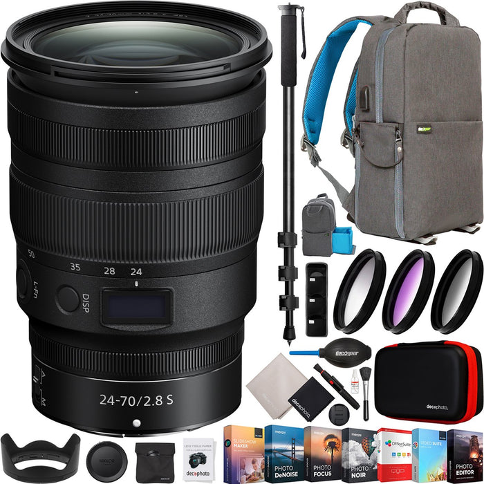 Nikon NIKKOR Z 24-70mm f2.8 S Lens for Z Mount Mirrorless Camera Pro Backpack Bundle