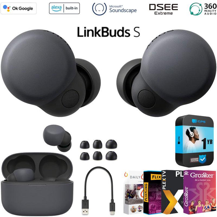 Sony LinkBuds S Truly Wireless Noise Canceling Earbuds - Black + Protection Pack
