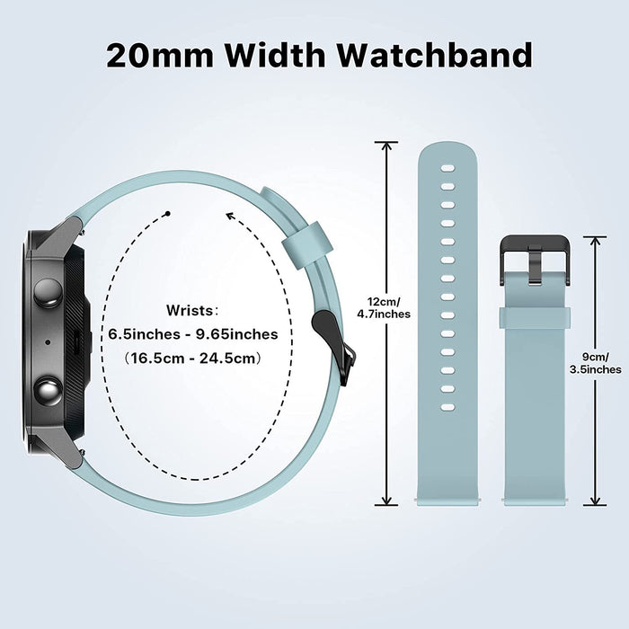 TicWatch 20mm Standard Silicone Rubber Watch Strap - Blue