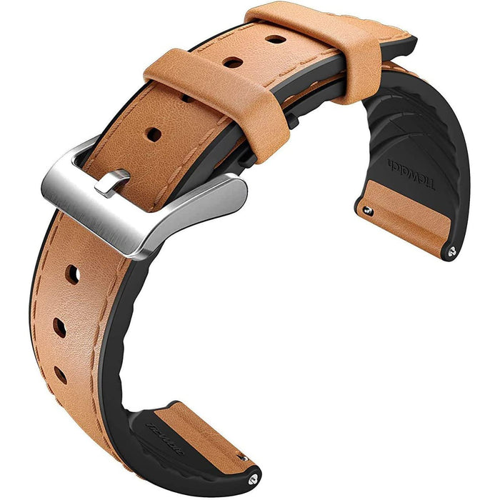 TicWatch Pro Strap, Hybrid Leather/Silicone, 22mm - Grey/Brown