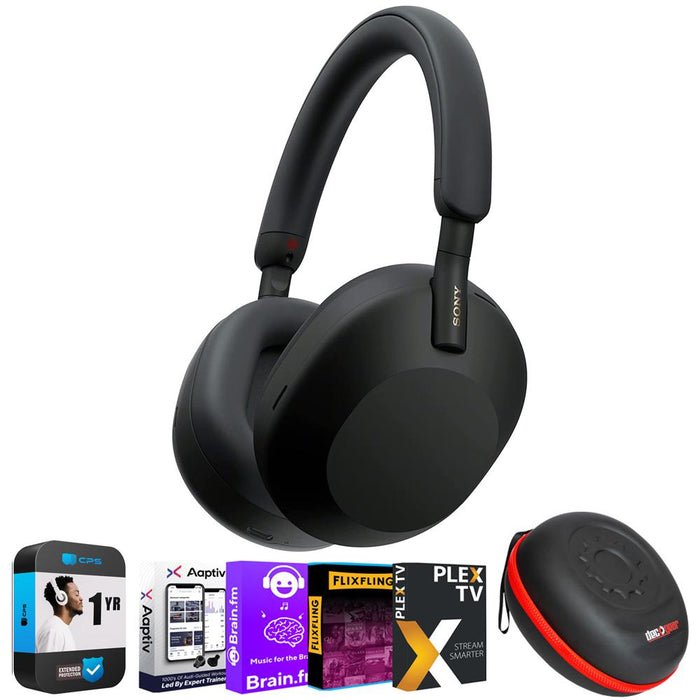 Sony Wireless Industry Leading Noise Canceling Headphones, Black w/ Warranty Bundle