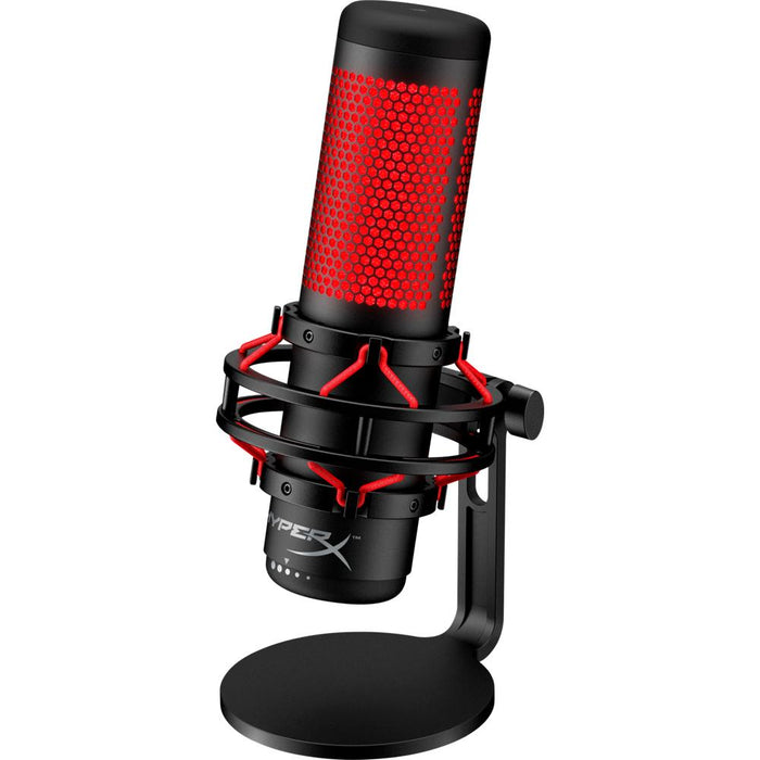 HyperX QuadCast Electret USB Condenser Microphone, Black/Red - 4P5P6AA