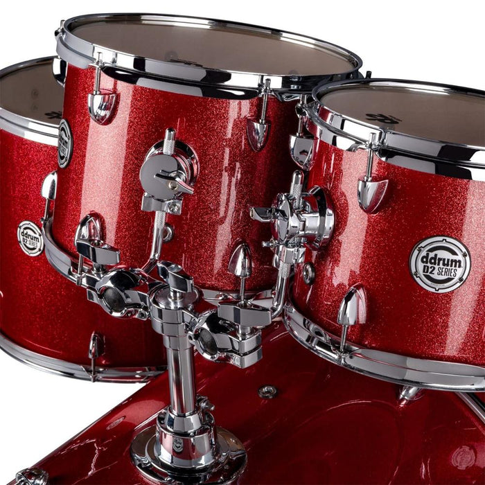 DDRUM D2 5 pc Complete Drum Kit with Throne Red Sparkle + Percussion Pad Bundle
