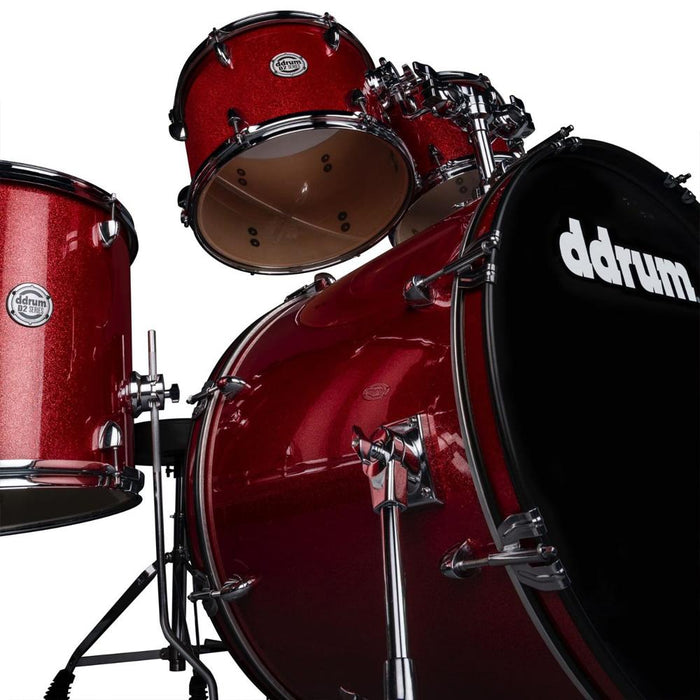 DDRUM D2 5 pc Complete Drum Kit with Throne Red Sparkle + Percussion Pad Bundle