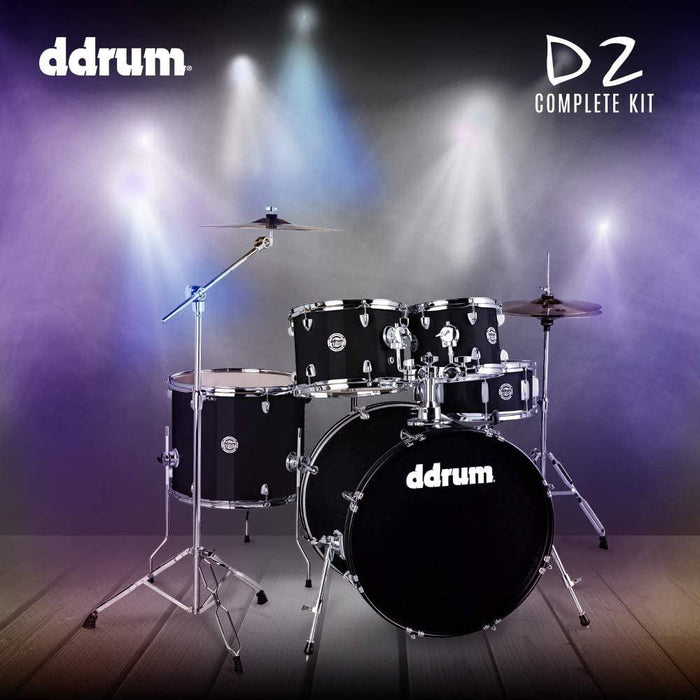 DDRUM D2 5 pc Complete Drum Kit w/ Throne Midnight Black + Percussion Pad Bundle