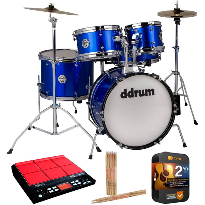 DDRUM D1 Junior Complete Drum Kit with Throne Blue + NIO Percussion Pad Bundle