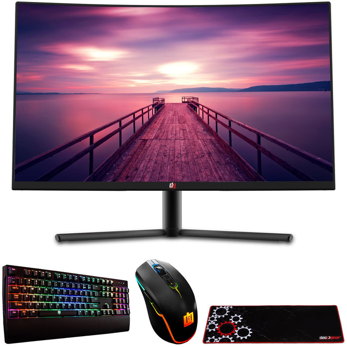 Deco Gear 32" 1920x1080 Curved Gaming Monitor with Mechanical Keyboard, Mouse + Mouse Pad