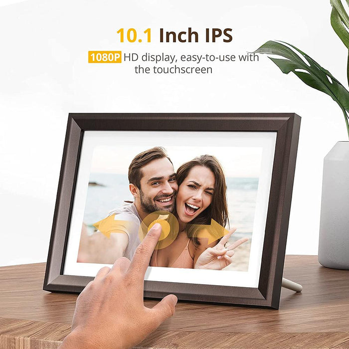 Dragon Touch Classic 10" Digital Picture Frame in Brown - WiFi Compatible - XKS0001-WT-US