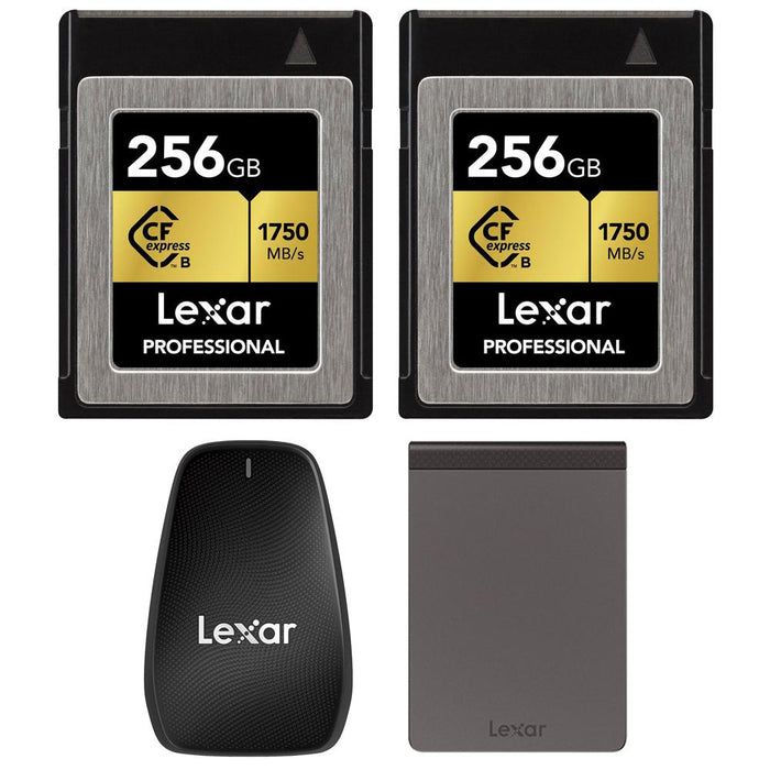 Lexar 256GB Professional CFexpress Type B Card, 2Pack +CFX Type B Reader +Portable SSD