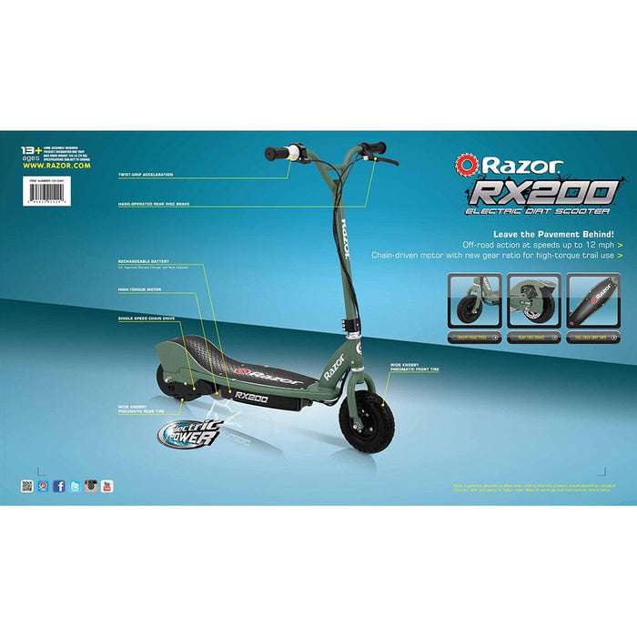 Razor RX200 Electric Off-Road Scooter 13112401 + Wearable Safety Light