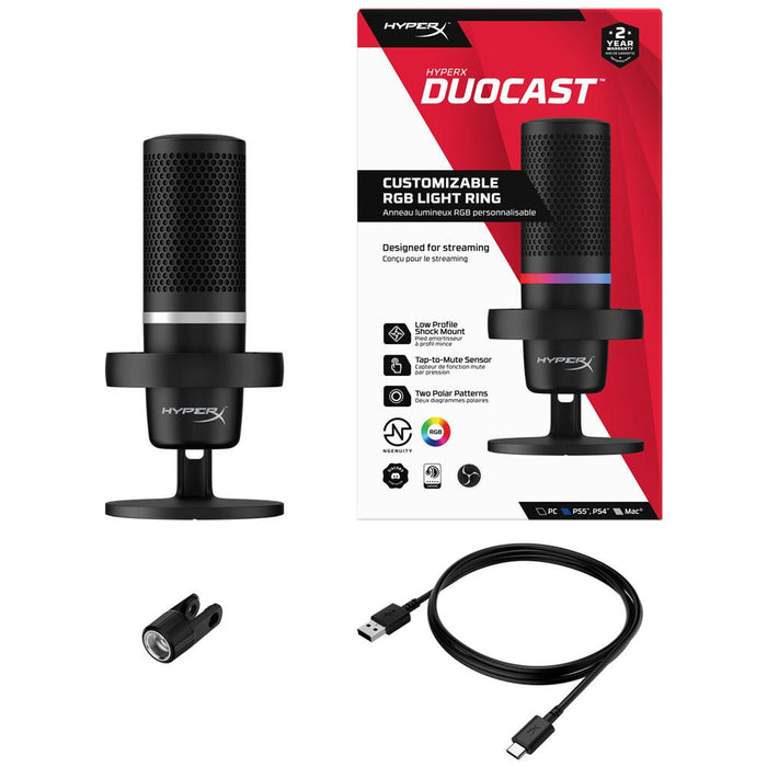 HyperX DuoCast - USB Microphone (Black) - RGB Lighting