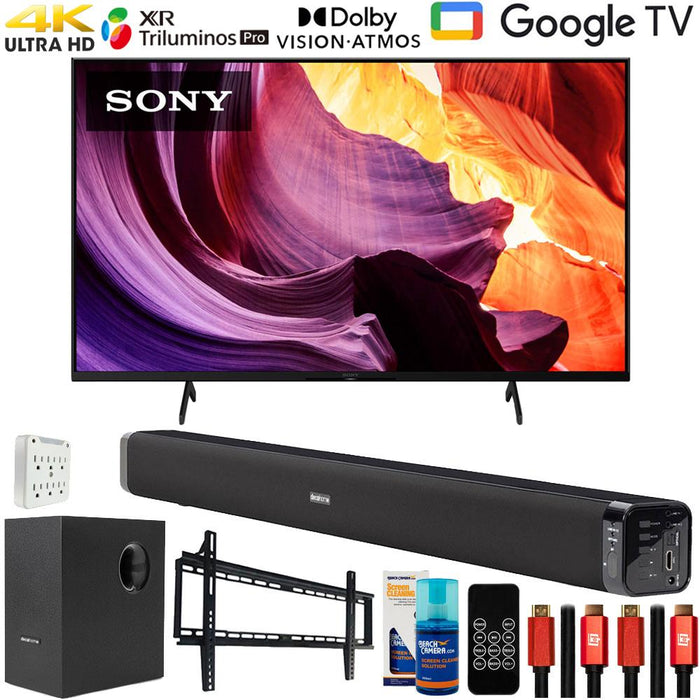 Sony KD55X80K 55" X80K 4K UHD LED Smart TV 2022 with Deco Gear Home Theater Bundle