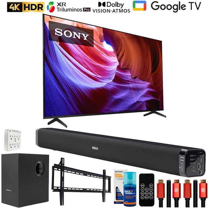 Sony 75" X85K 4K HDR LED TV w/Smart Google TV 2022 with Deco Gear Home Theater Bundle