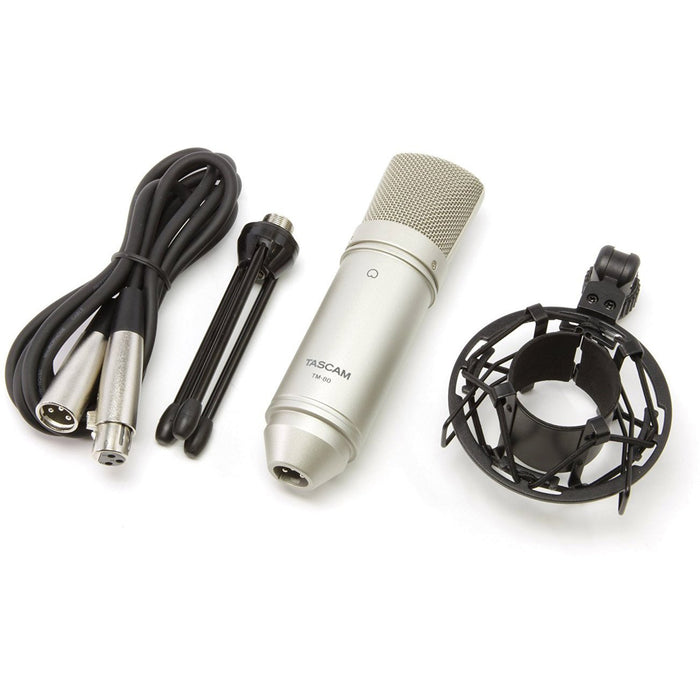 Tascam TM-80 Cardioid Condenser Microphone + Tascam TH-02 Headphones (Black)