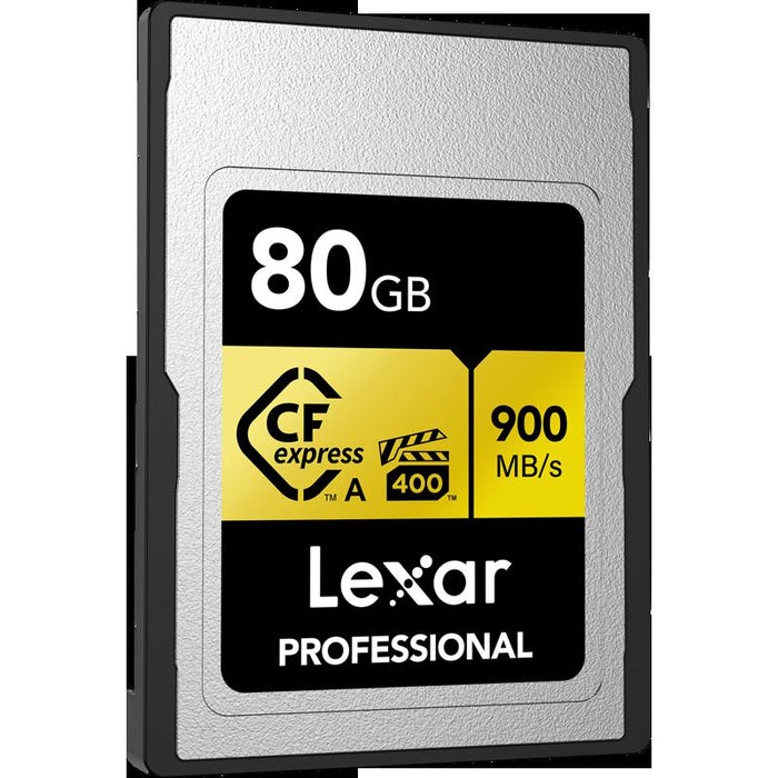 Lexar CFexpress Type A Pro Gold R900/W800 Memory Card, 80GB Bundle with Card Reader