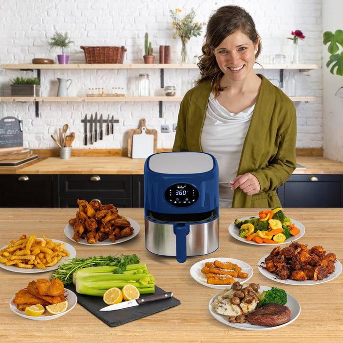 Deco Chef 3.7-Quart Digital Air Fryer with 6 Cooking Presets, Blue - Open Box