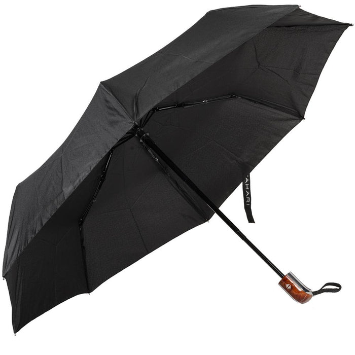 Tahari Collapsible Travel Umbrella with Tortoise Shell Handle Black 2 Pack