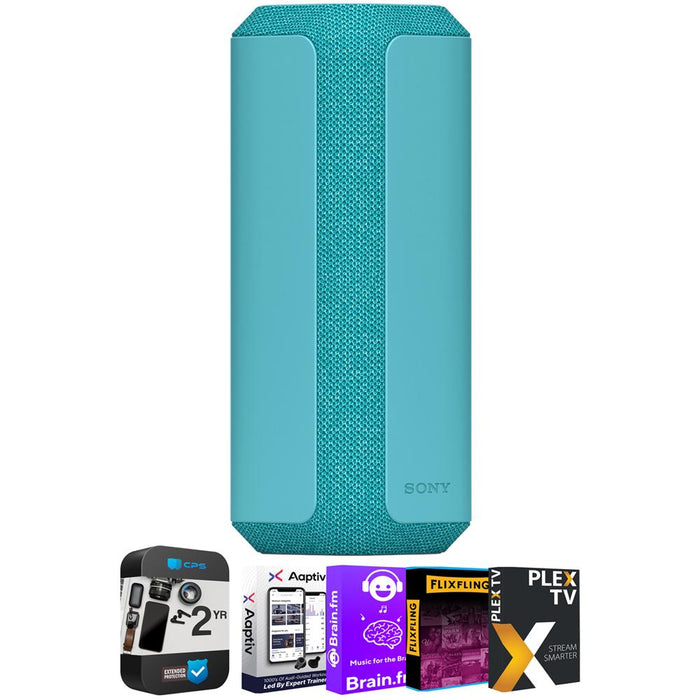 Sony SRSXE300 Portable Bluetooth Wireless Speaker, Blue w/ Extended Warranty Bundle