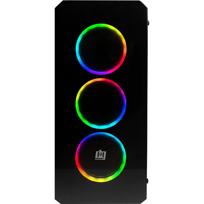 Deco Gear Mid-Tower PC Gaming Computer Case - Full Tempered Glass & LED Lighting, Open Box