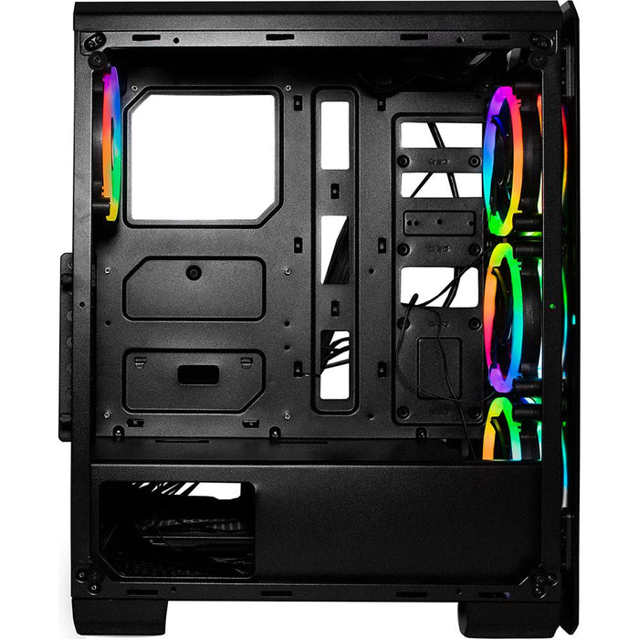 Deco Gear Mid-Tower PC Gaming Computer Case - Full Tempered Glass & LED Lighting, Open Box