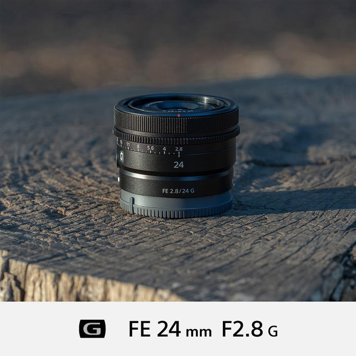 Sony FE 24mm F2.8 G Full Frame Ultra Compact Wide Angle G Lens w/ Lexar Card +SSD Kit