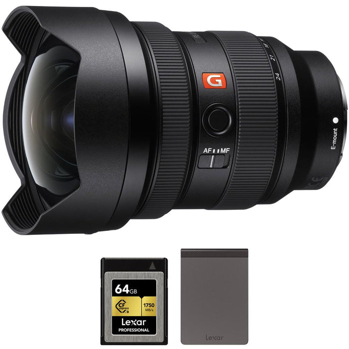 Sony FE 12-24mm F2.8 GM G Master Ultra-wide Zoom E-Mount Lens w/ Lexar Card +SSD Kit
