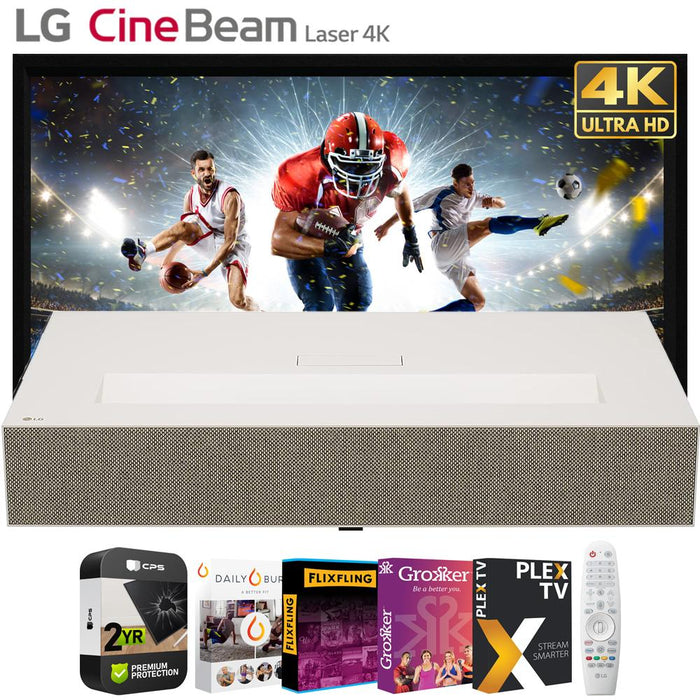 LG CineBeam HU915QE Premium 4K UHD Laser UST Projector w/ 120" Screen +Warranty Kit