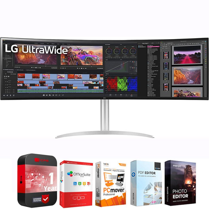 LG 49WQ95C-W 49" 32:9 UltraWide Dual QHD Nano IPS Curved Monitor + Protection Pack