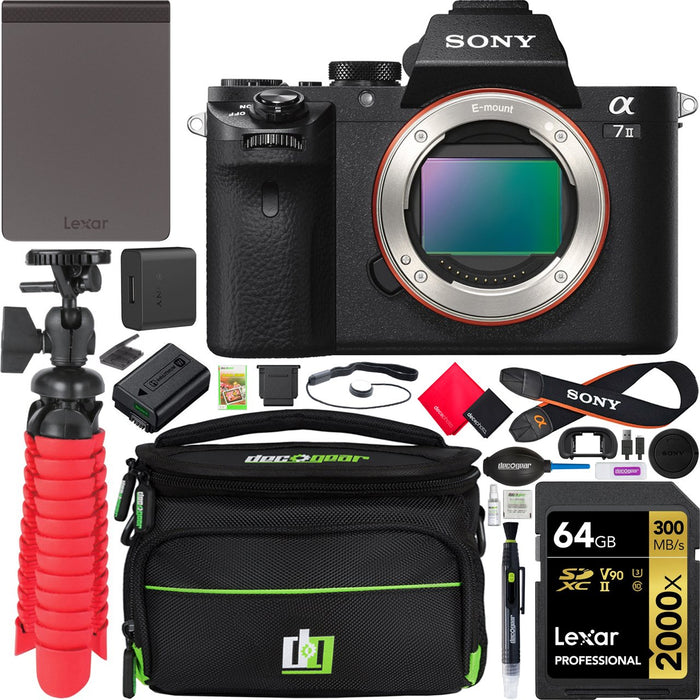 Sony a7 II Mirrorless Full Frame Camera Body Kit + 512GB SSD Drive + Case Bundle
