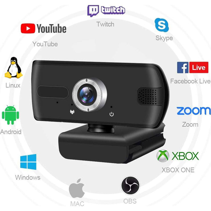 OULUCCI 1920 x 1080p USB Webcam with Microphone and Digital Noise Reduction - Open Box