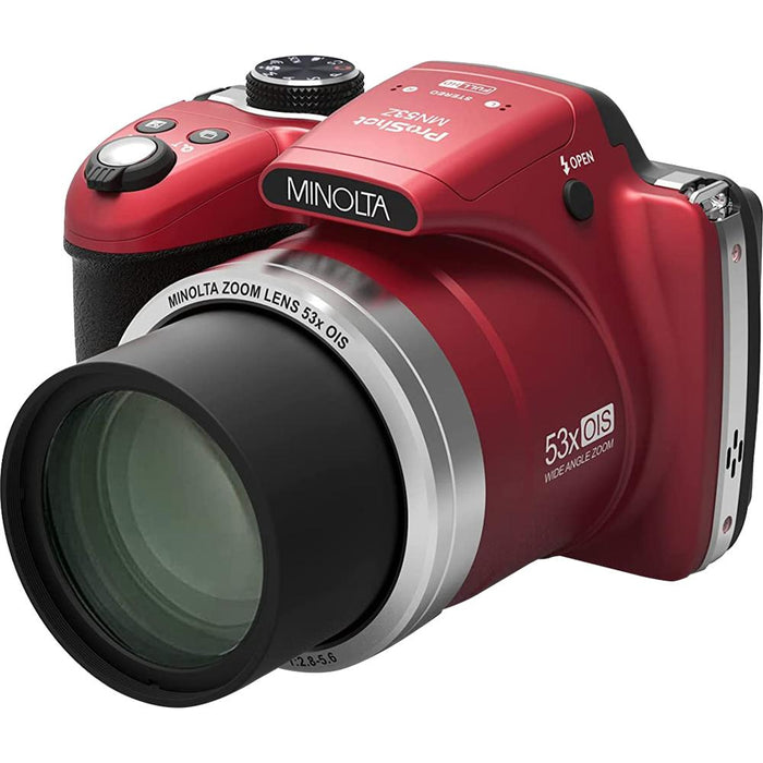 Minolta Pro Shot 16MP Digital Camera with 53x Optical Zoom - Red - Open Box
