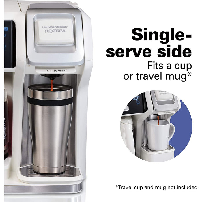 Hamilton Beach FlexBrew 2 Way Coffee Maker Single-Serve/12 Cup Pot, White 49947 - Refurbished