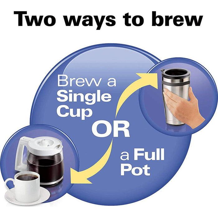 Hamilton Beach FlexBrew 2 Way Coffee Maker Single-Serve/12 Cup Pot, White 49947 - Refurbished