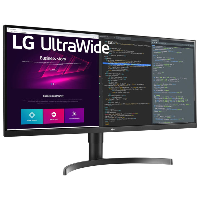 LG 34" UltraWide QHD 3440x1440 21:9 IPS HDR10 Monitor, 34WN750-B - Refurbished