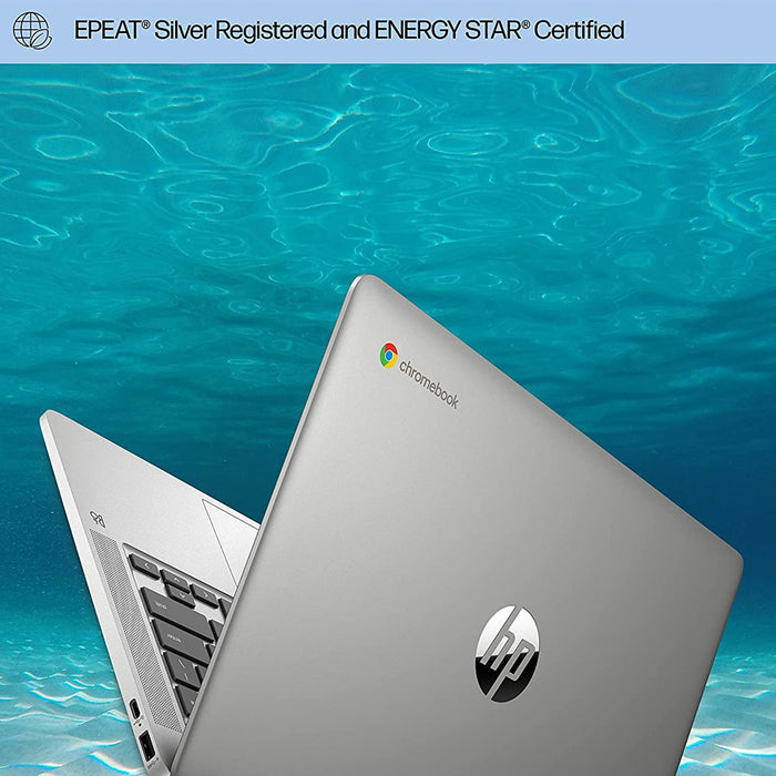 Hewlett Packard 14" Touchscreen Chromebook Laptop, 4/64GB SSD, Mineral Silver + Protection Pack